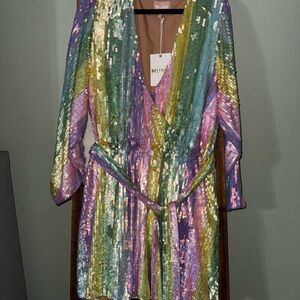 Show Me Your Mumu Rainbow Sequin Wrap Dress